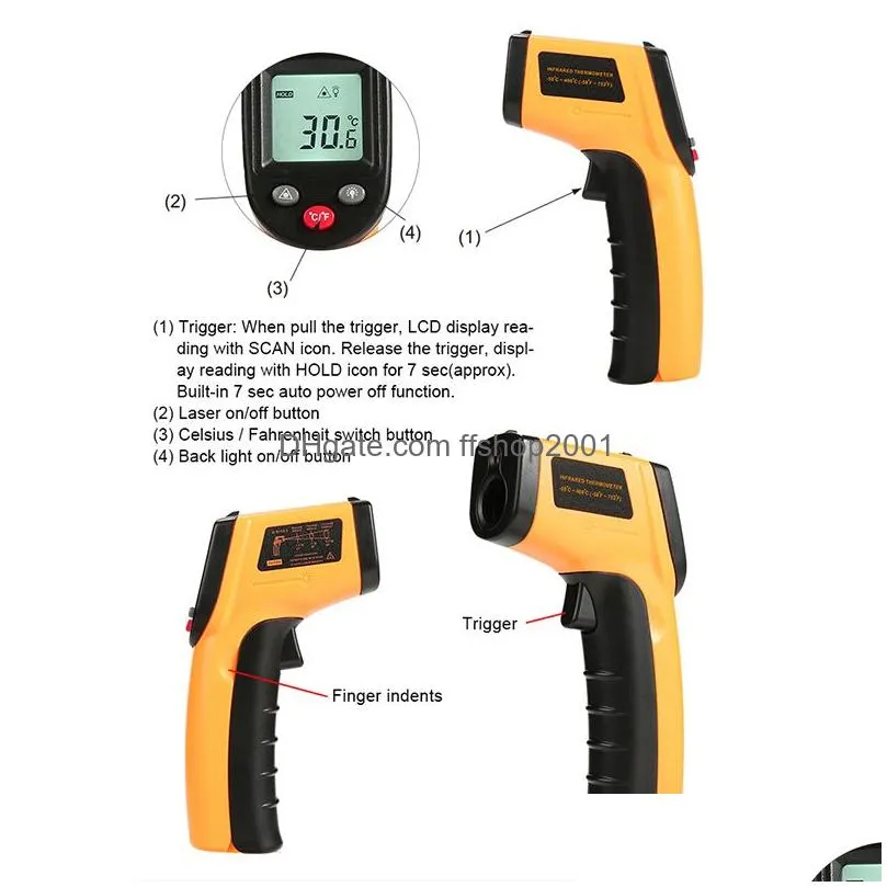 portable electronic temperature instruments digital infrared thermometer 50400°c non contact pyrometer ir laser point gun tester