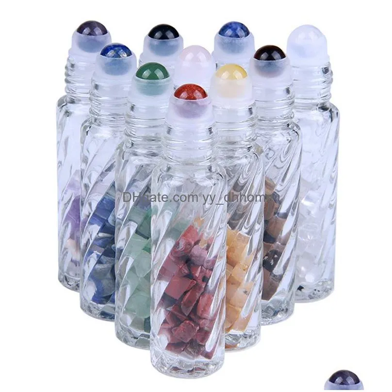 10ml jade roller ball bottle crystal stone thread essential oil bottle portable empty cosmetic bottles