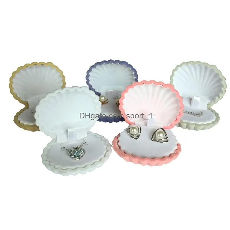 creative shell jewelry box earrings pendant necklace storage boxes jewelry stand 65x55x30mm