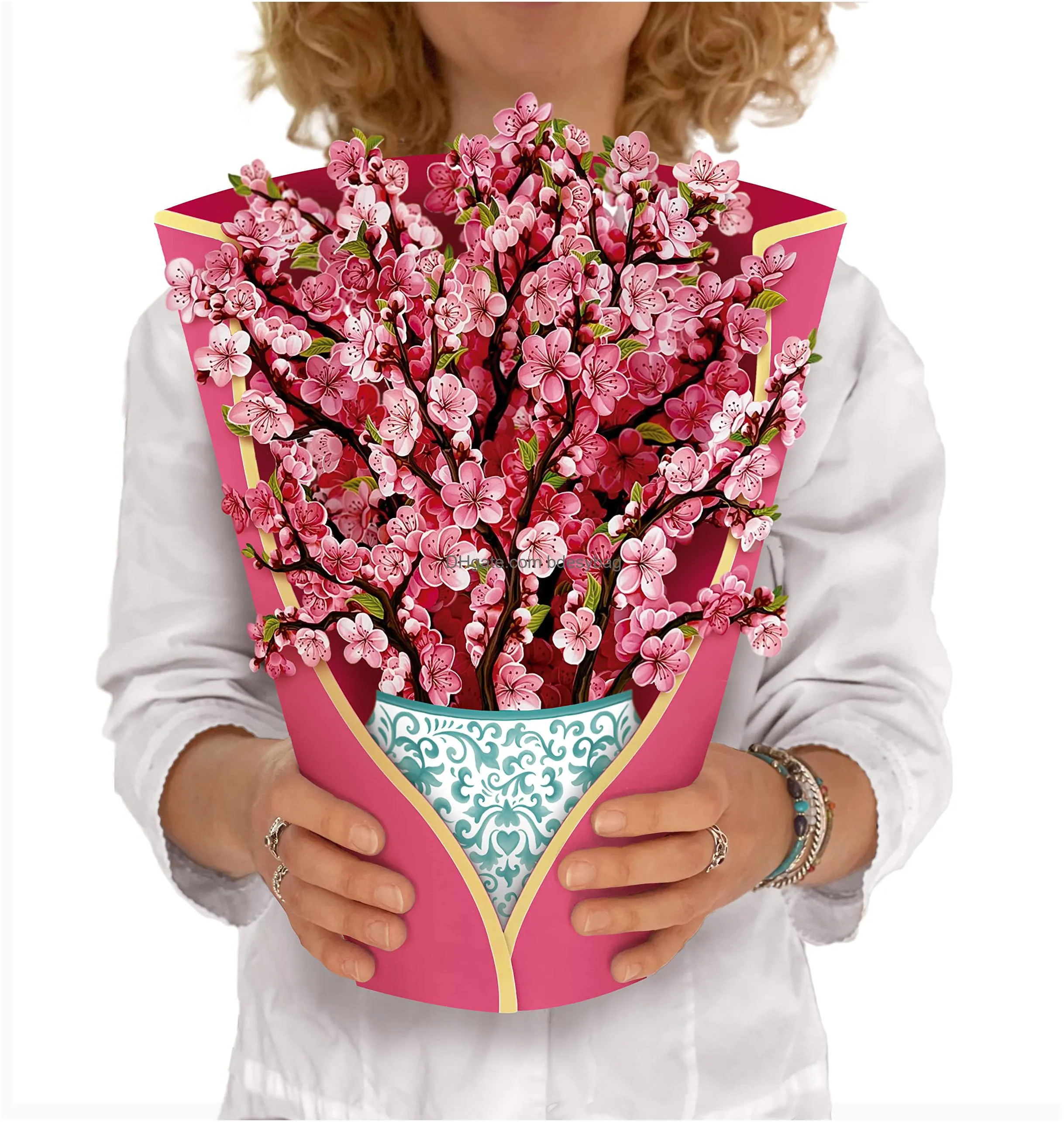  cut paper  up cards 12 inch life sized forever flower bouquet 3d popup greeting cards with note card and envelope