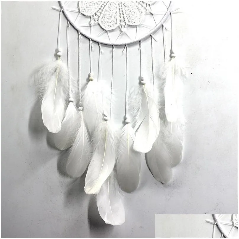 goose feather lace fashion crafts snowflake dream catcher home living room furnishing feathers tassel pendant christmas decoration
