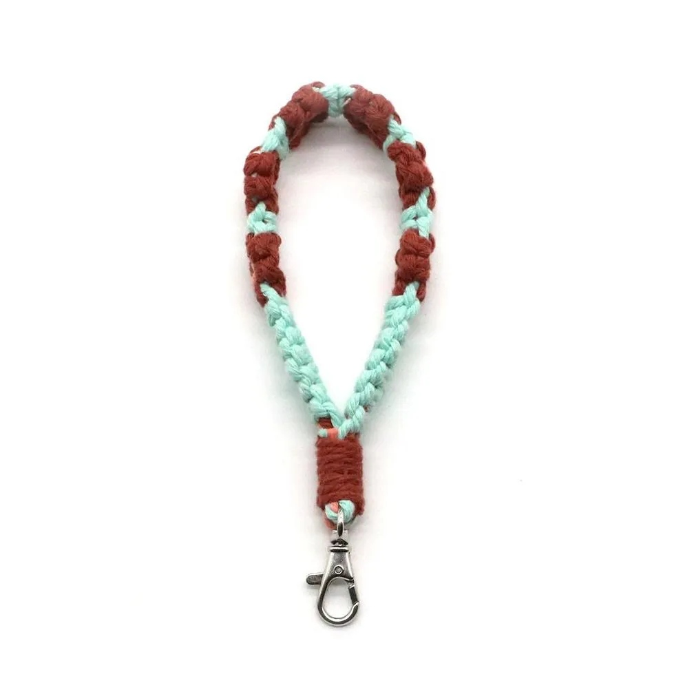boho flower wrist keychain keyring cotton thread hand woven keychains pendant fashion jewelry key chain