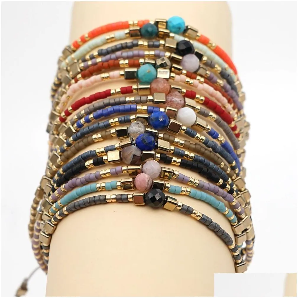 bohemian rice bead beaded bracelet colorful hand woven friendship bracelets creative gift