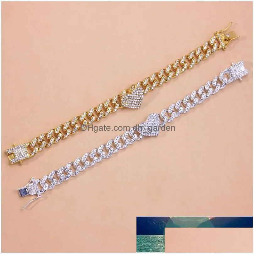 anklets fashion hip hop crystal heartshaped anklet for women bracelet men  cuban link chunky wholesale foot chain iced out factory price expert design