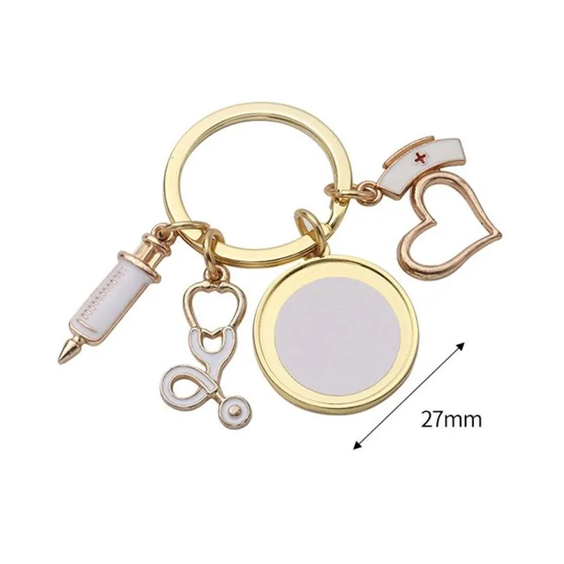 sublimated blank keychain heat transfer printing personalized nurse keychain gift supplies keyring
