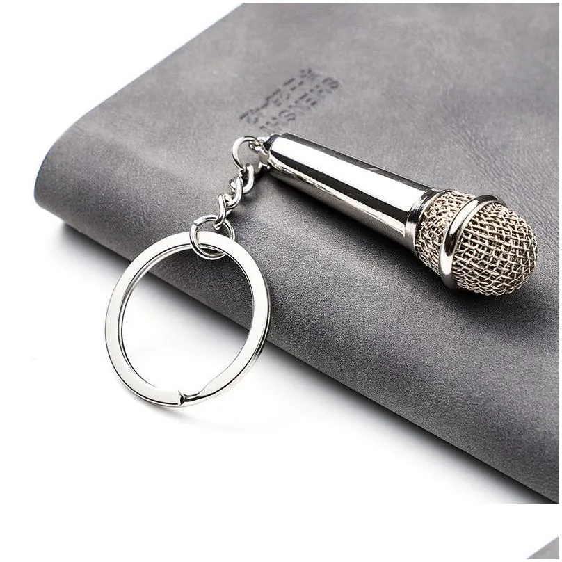 metal keychains mimic microphone keychain pendant valentines day gift