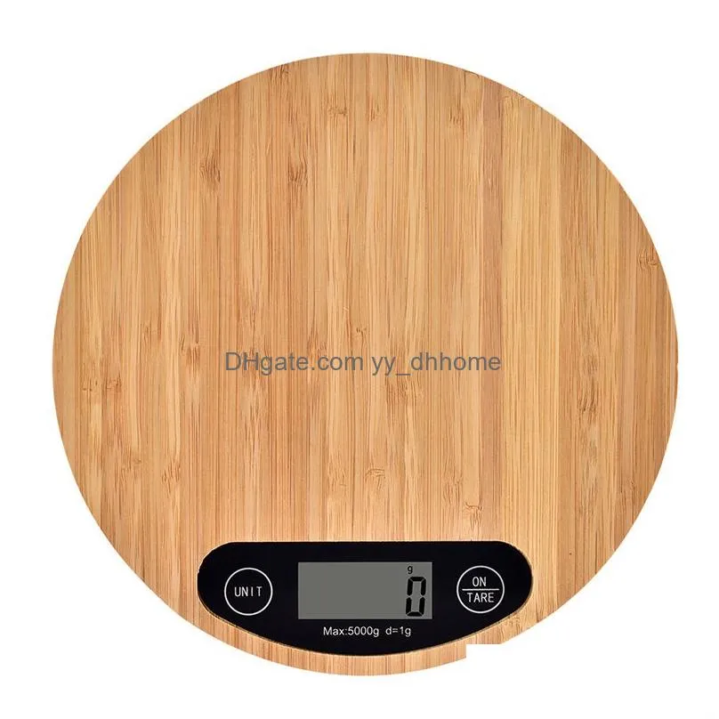 5kg/1g bamboo electronic scales round precision digital household baking kitchen scale portable