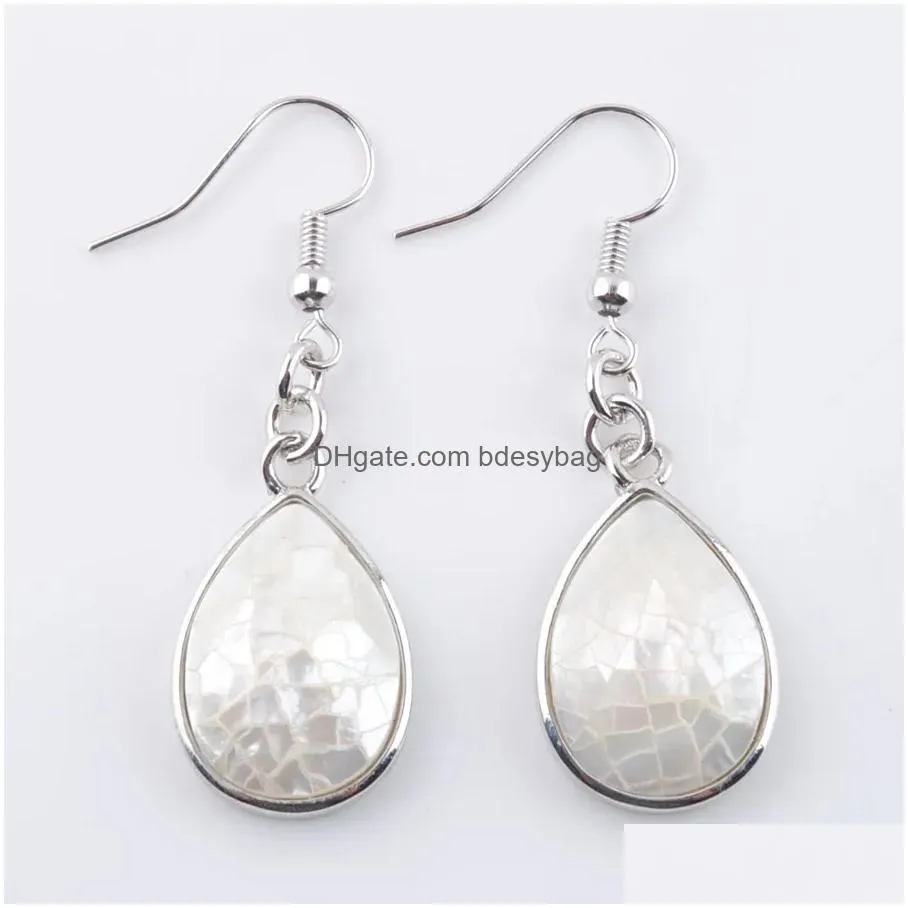  natural abalone shell dangle earrings teardrop shaped beads hook pendants earring jewelry br330