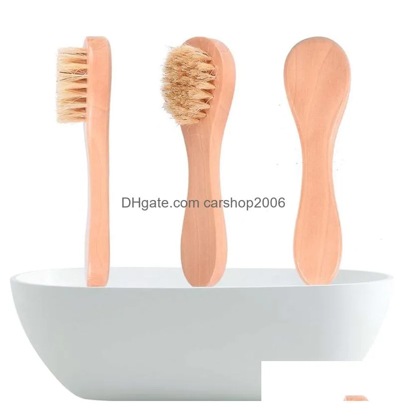 natural bristles cleansing brush portable facial exfoliating massage brushes household bathroom supplies
