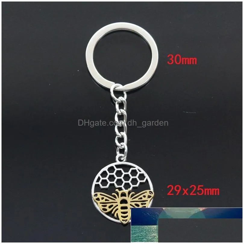 new keychain 29x25mm gold bee honeycomb honeybee pendants diy men car key chain ring holder keyring souvenir jewelry gift factory price expert design quality