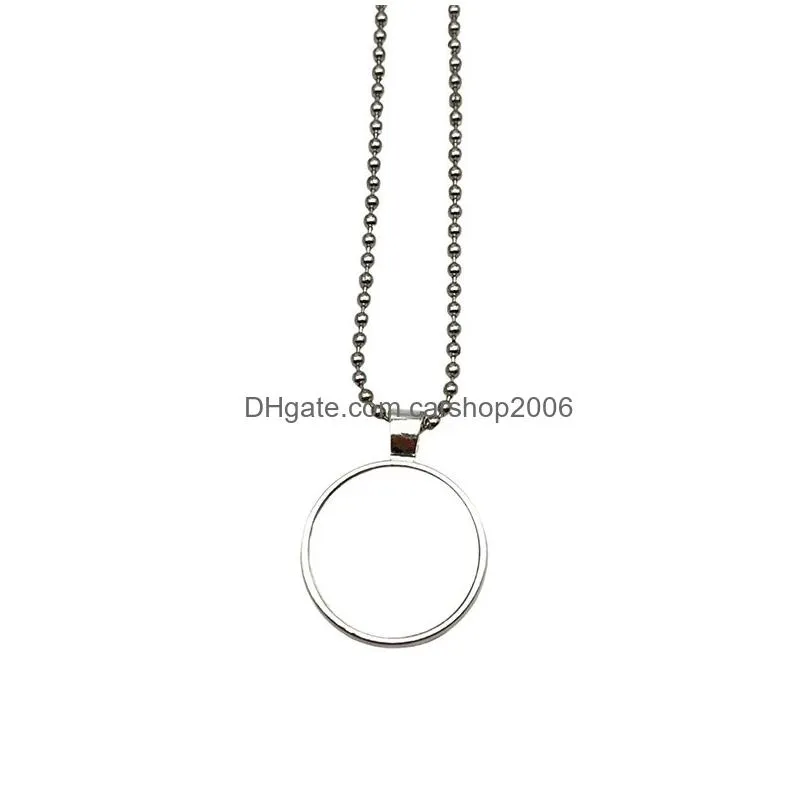 heat transfer pendant necklace sublimation blank metal round necklace fashion jewelry accessories creative gift