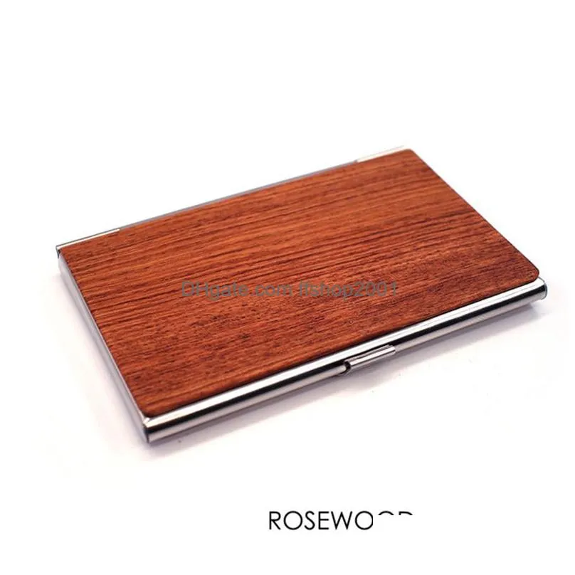 wooden card case party favor creative solid wood metal business cards holder diy gift supplies
