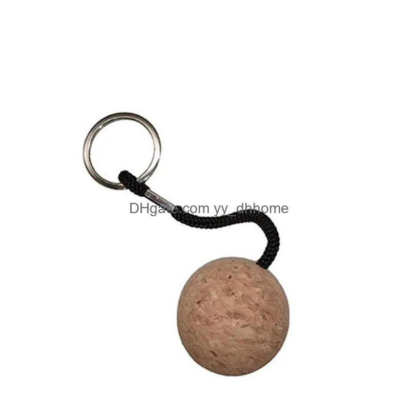 round ball cork keychains diy wooden keychain pendant car key chain gift keyring 35mm