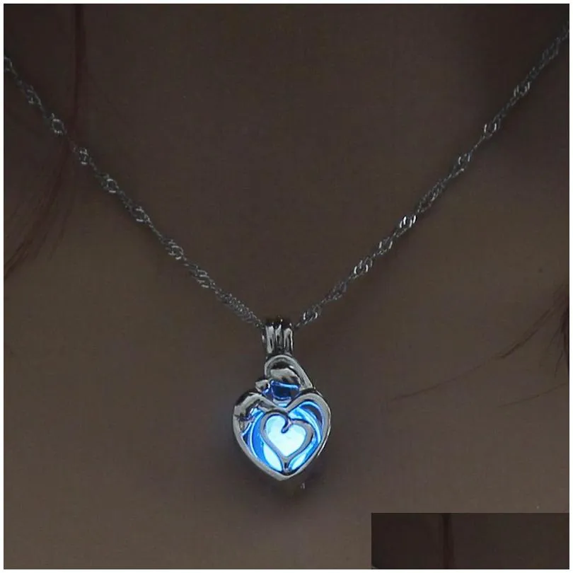 romantic heart pendant necklace luminous transit bead necklaces creative party decoration jewelry gift for mothers day