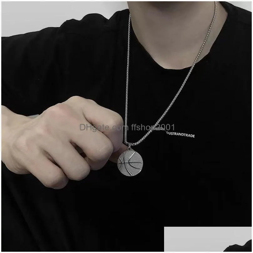 sports basketball necklace titanium steel pendant necklace mens fashion accessories
