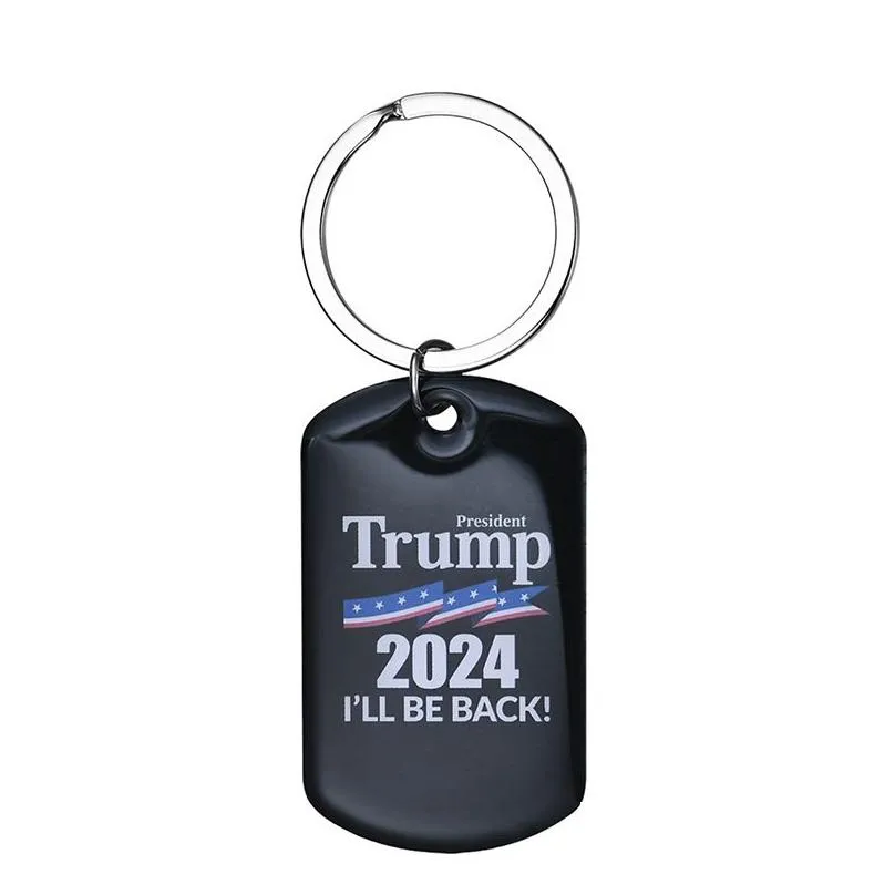 2024 election keychain pendant trump stainless steel keychains luggage decoration key ring creative gift