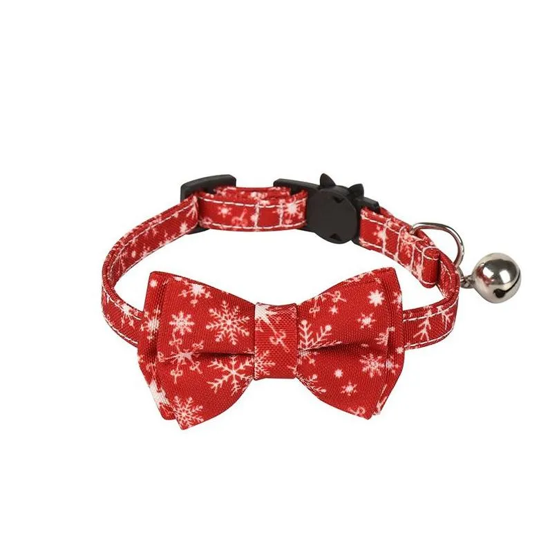 christmas cat collars adjustable cartoon print pet collar with bell party decoration supplies