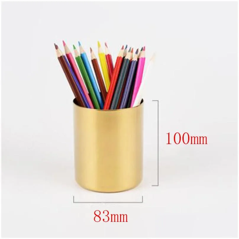 golden round pen holder storage boxes creative vase flower arrangement interior decoration ornaments office school supplies