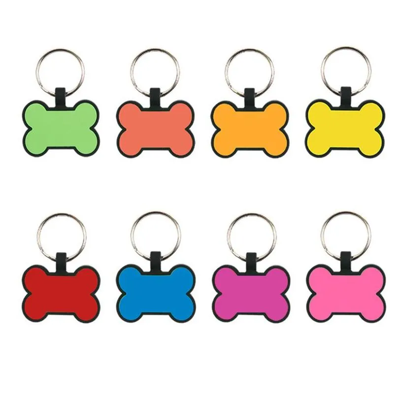 creative boneshaped dog tag keychains diy food grade silicone pet id card pet tags keyring keychain