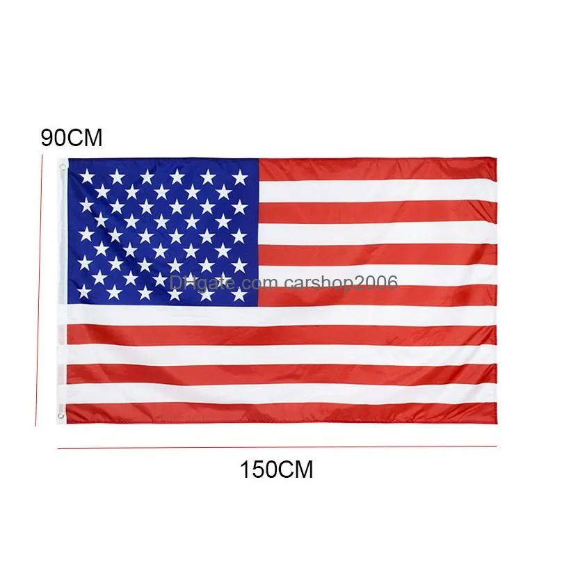 american flag polyester double line curled edge us stars and stripes garden square banner united states flags 90x150cm