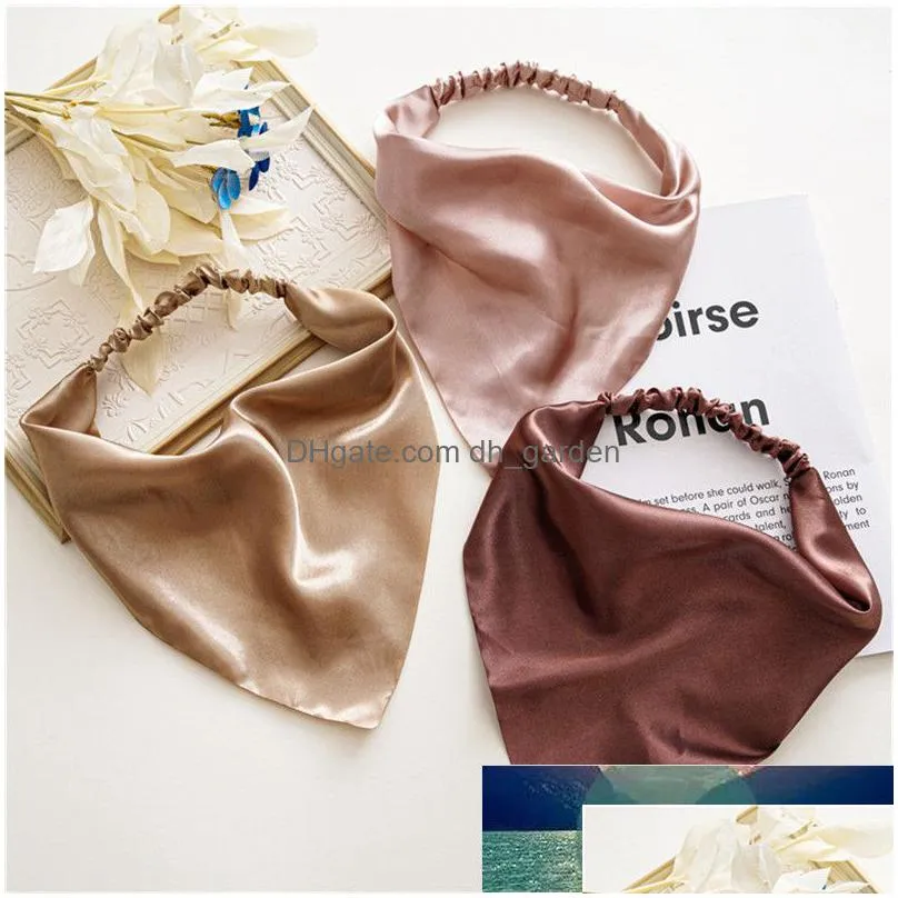 new solid color satin triangle hair scarf bandana hair band paisley bandanas headbands wrist turban headwear hair accessories factory price expert design