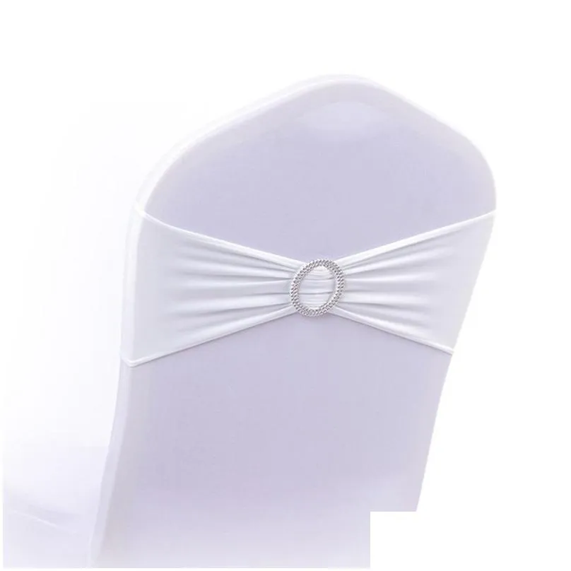 bowknot elastic sashes fashion diamond ring buckle bandage hotel wedding party chairs back decoration chair covers