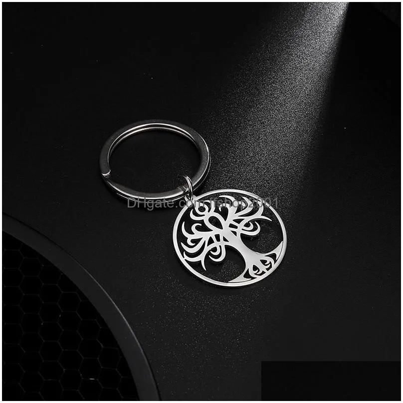 life tree pendant keychain stainless steel keychains keyring thanksgiving mothers day gift key chain