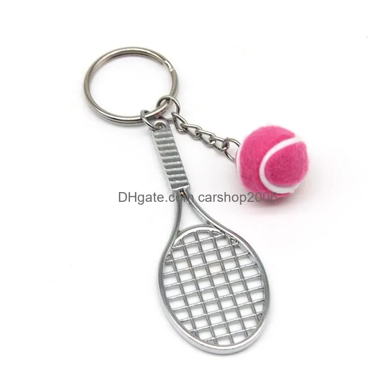 tennis keychain mini metal sports keychain bag decoration key chain craft keyring gift