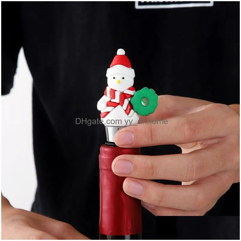 cartoon santa wine stoppers bar tools christmas party decorations metal champagne wine corks 7 styles