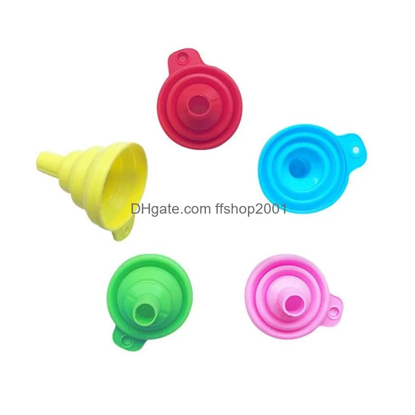 silicone folding funnel kitchen mini portable telescopic funnels round mouth hanging creativity household tool dhs