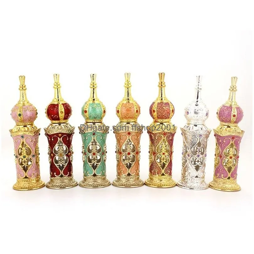 portable glass perfume bottle building diamond essential oil bottle cosmetic sub bottles decorative ornaments 12ml