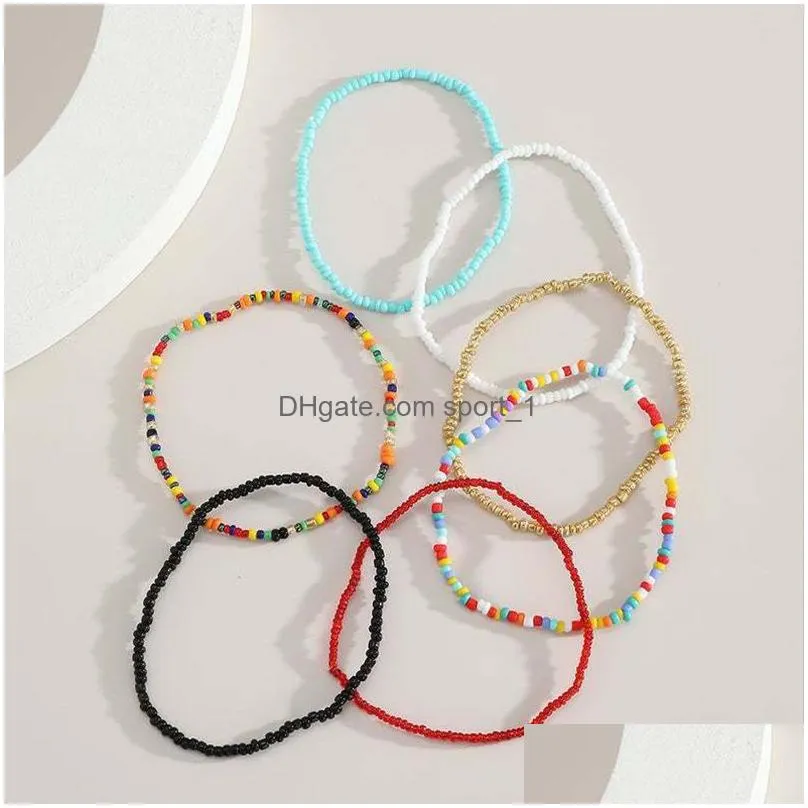 bohemian anklets color rice beads handmade personalized foot chain fashion accessories