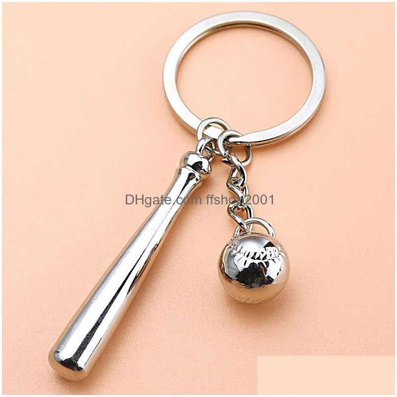 stainless steel sports baseball keychain pendant creative metal keyring car keychains personalise holiday gift
