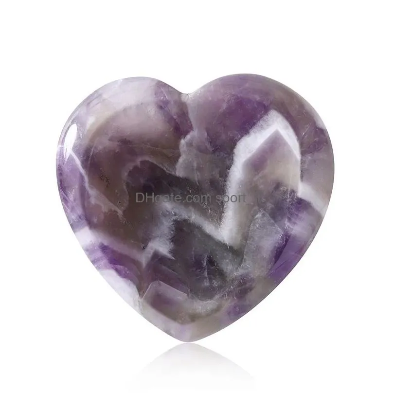 natural heart crystal stone party favor thumb massage stone energy yoga healing gemstone craft gift 40mm