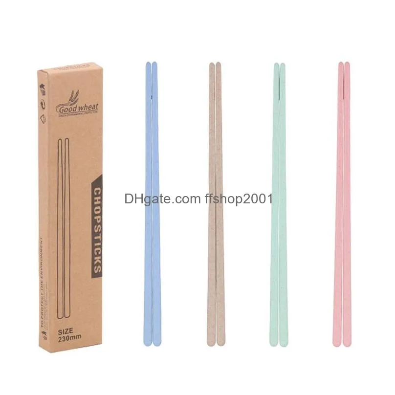 solid color wheat straw chopsticks environmentally friendly nonslip plastic household square chopsticks 23cm