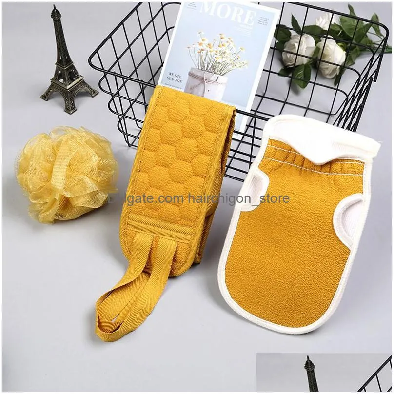 3pcs/set body cleaning washcloth soft brush home el bathroom shower ball back scrubber set exfoliating skin towel bath gloves