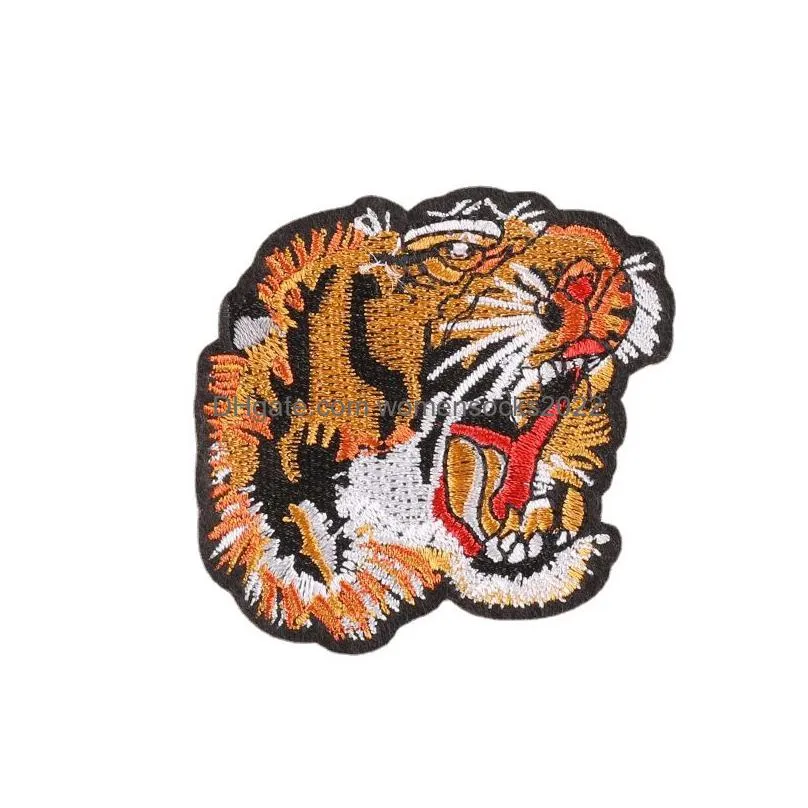 notions small animal iron ones sew on diy decoration tiger head embroidered applique for clothes backpacks jeans tshirt