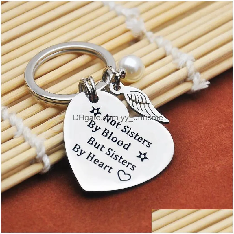 stainless steel keychain pendant a sister is god way of making creative luggage decoration key ring birthday party gift 30mm