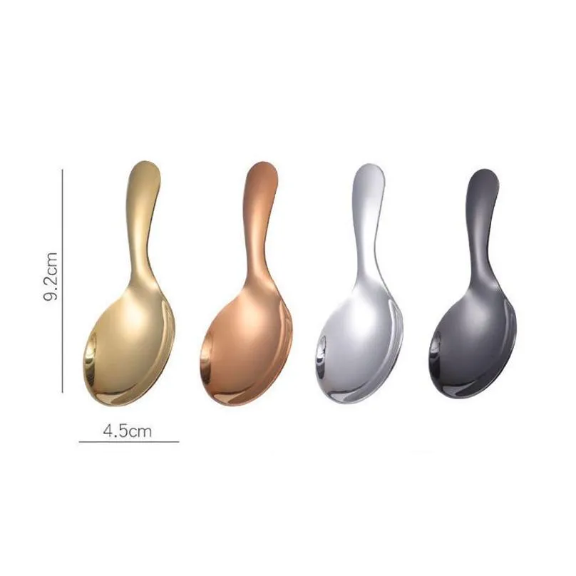 stainless steel spoons childrens short handle round head spoon household kitchen tableware creative mini tea spoon