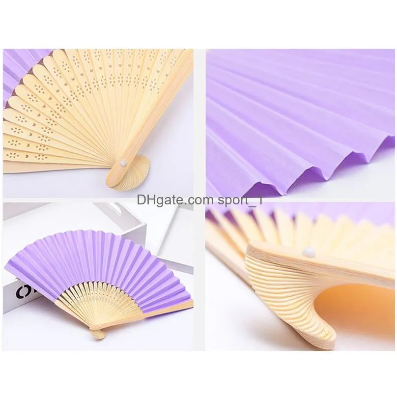 diy folding fan party favor solid color single sided paper fan childrens painting gift