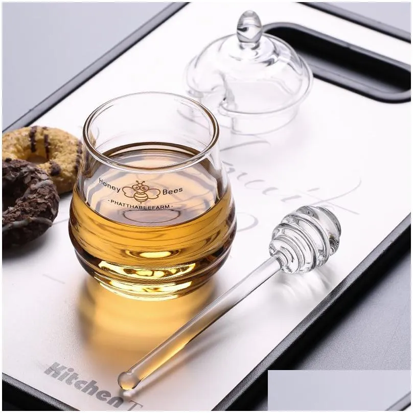 transparent stir stick glass spoons honey dipper syrup dispenser sticks creative coffee jam mixing supplies for jar kitchen