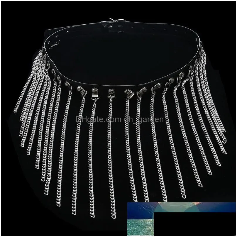 black leather chain belt goth y body chain skirt punk style strap waist thigh harness raver dance jewelry factory price expert design quality latest