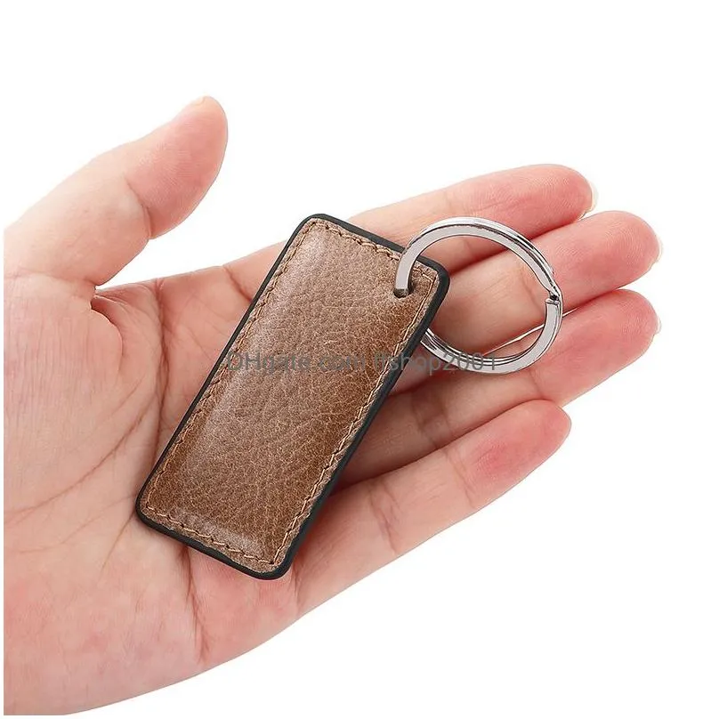 leather keychain pendant mens fashion simple car keychains metal key chain creative diy keyring gift