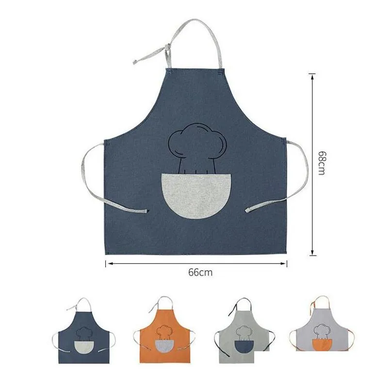 4 color fashion apron household big pocket chef cooking sleeveless aprons japanese milk tea shop work baking art clothing