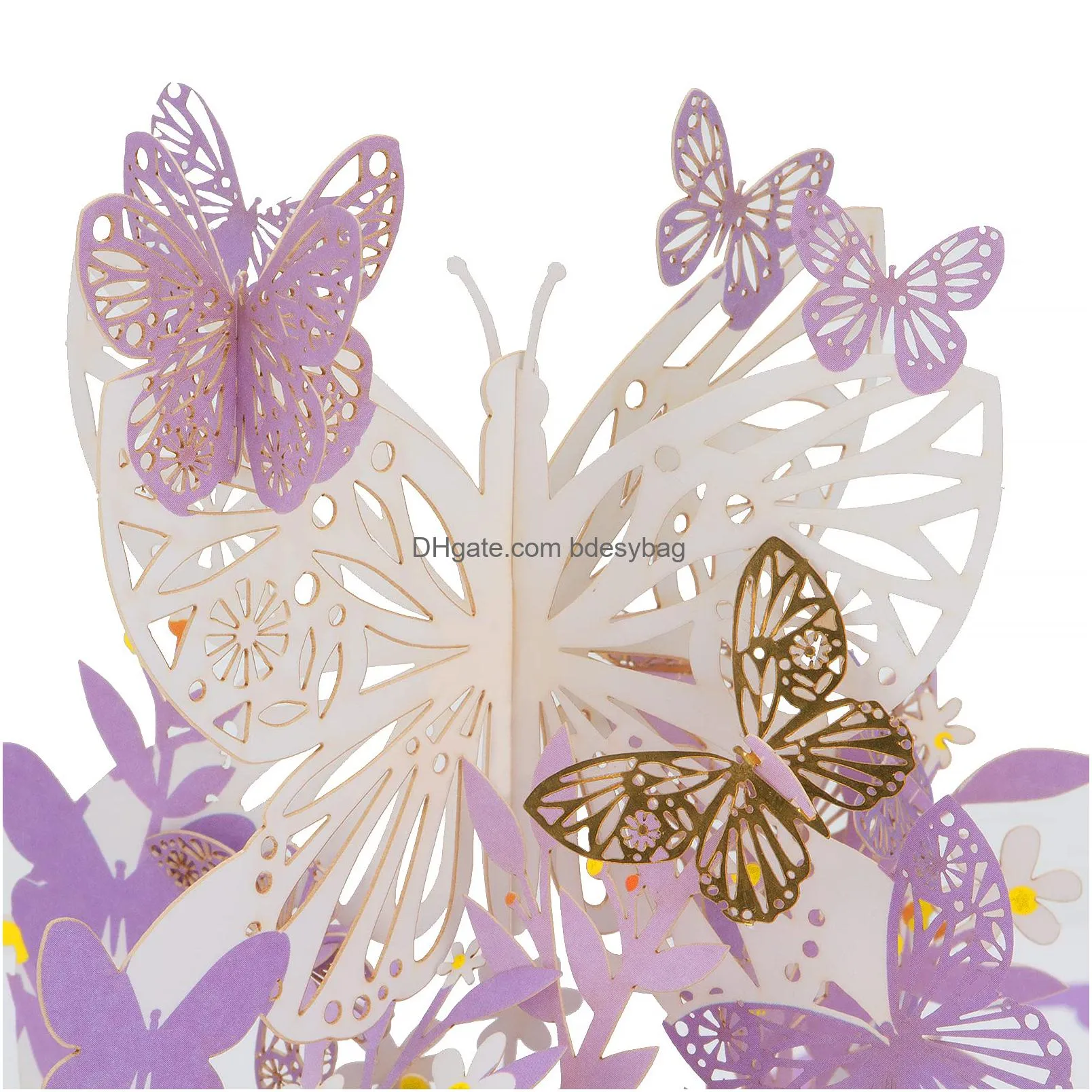 purple butterfly birthday  up card butterfly flower 3d greeting card butterfly gift for women wife girl daughter mothers day thinking of you anniversary all occasion