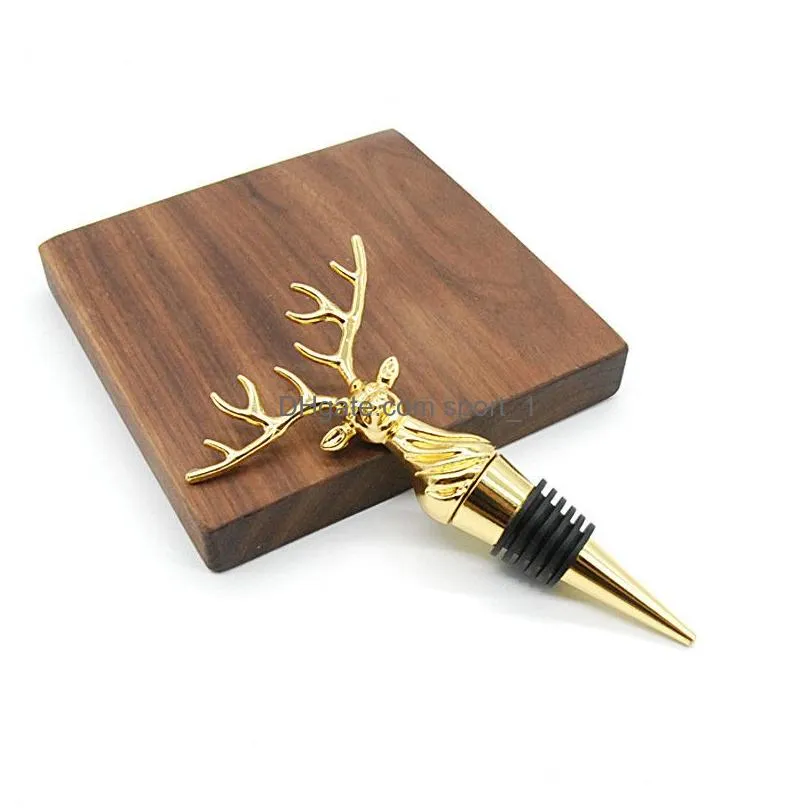 metal red wine bottle stoppers bar tools creative deer head beer champagne sealing stopper christmas party decoration