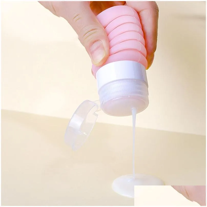 silicone folding retractable travel dispenser bottle squeeze hose shampoo shower gel empty bottles mini cosmetic container