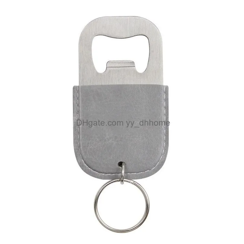 stainless steel beer bottle opener keychain portable leather keychain corkscrew diy home kitchen tools