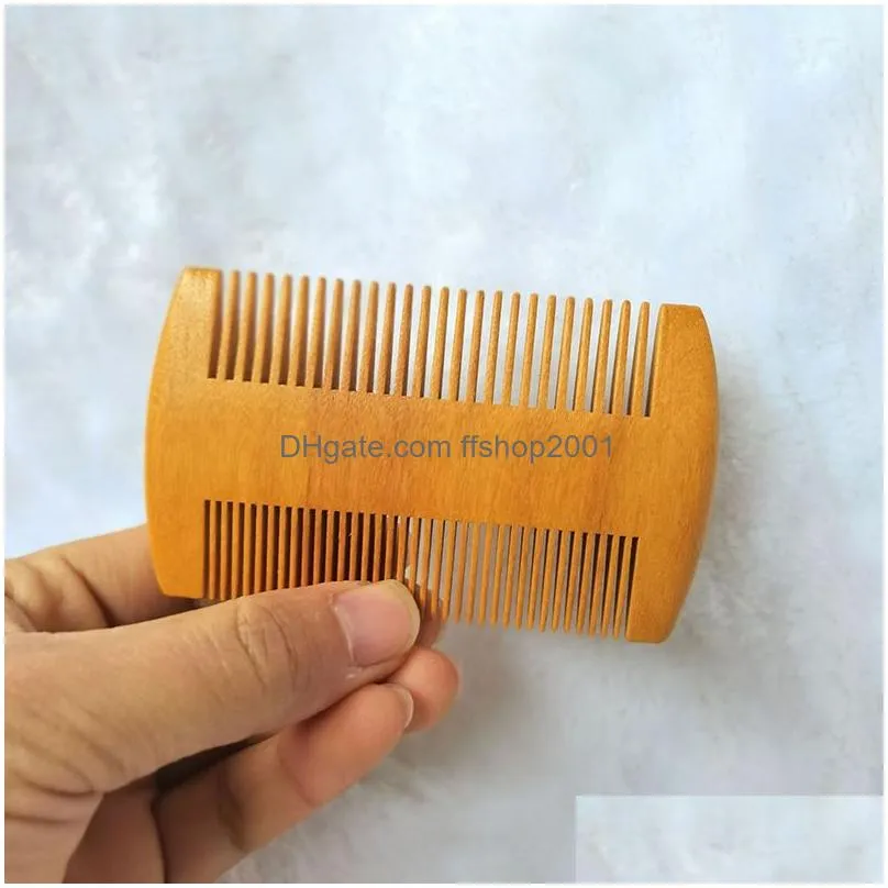 natural sandalwood double sided beard brush party favor portable wood close tooth comb household hair combs 3 colors