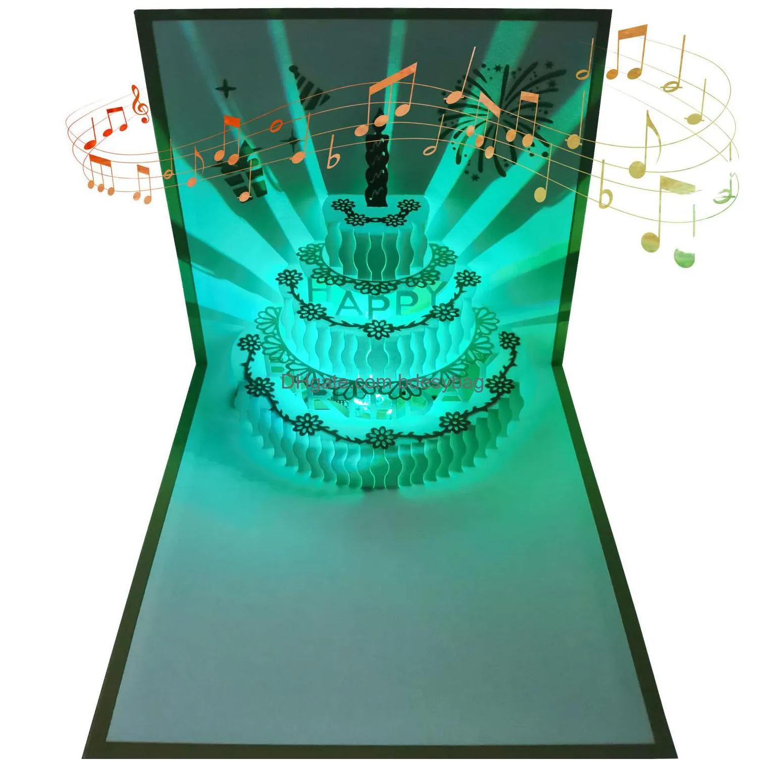 musical birthday card with light blowable candle 3d colourful light popup cards with happy birthday music blow out led light candle cheers sound bday gift greeting cards for women kids men